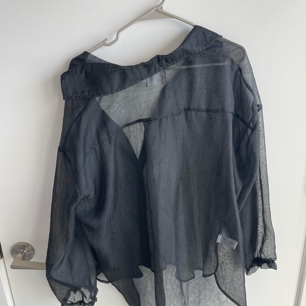Things Between Black Sheer Blouse Button Up - image 6